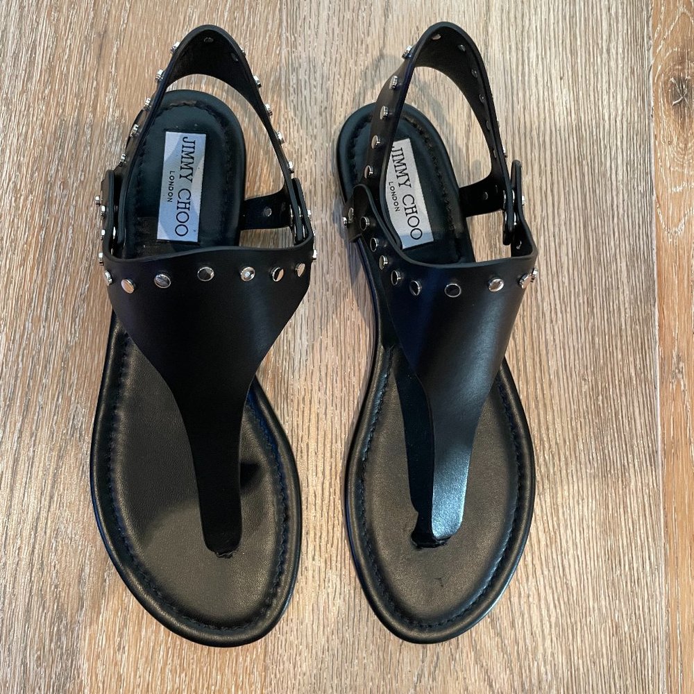 Jimmy Choo Leather Gladiator Stud Sandals